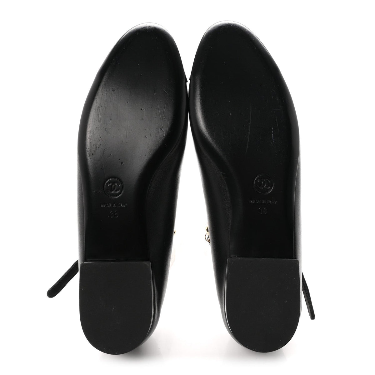 Chanel Pearl Cap Toe Chain Women's Ballerina Flats