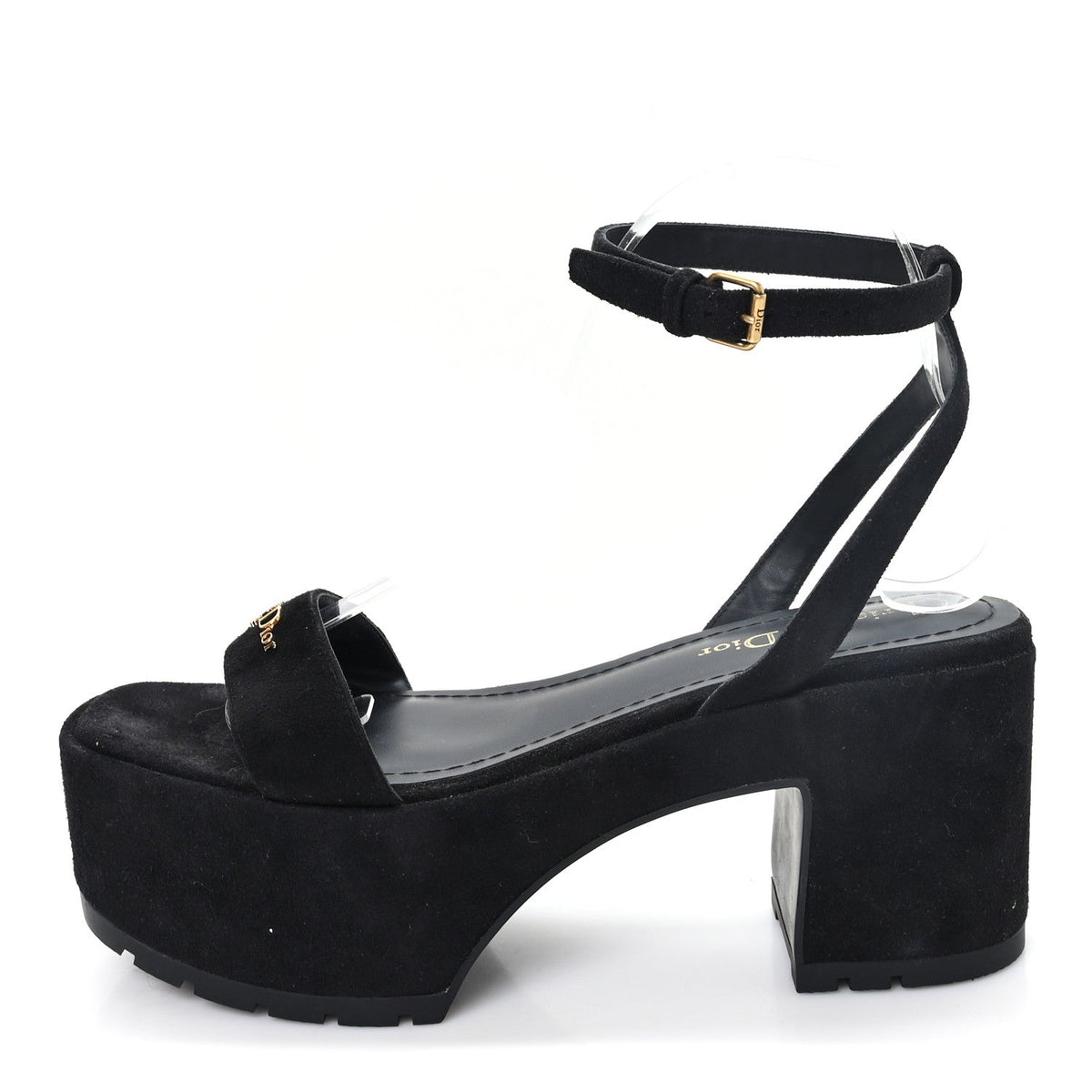 Calfskin Suede Dway Platform Sandals Black
