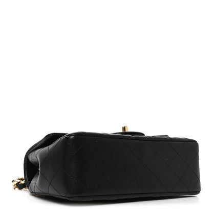 Mini Quilted Lambskin Flap Shoulder Bag - Tan