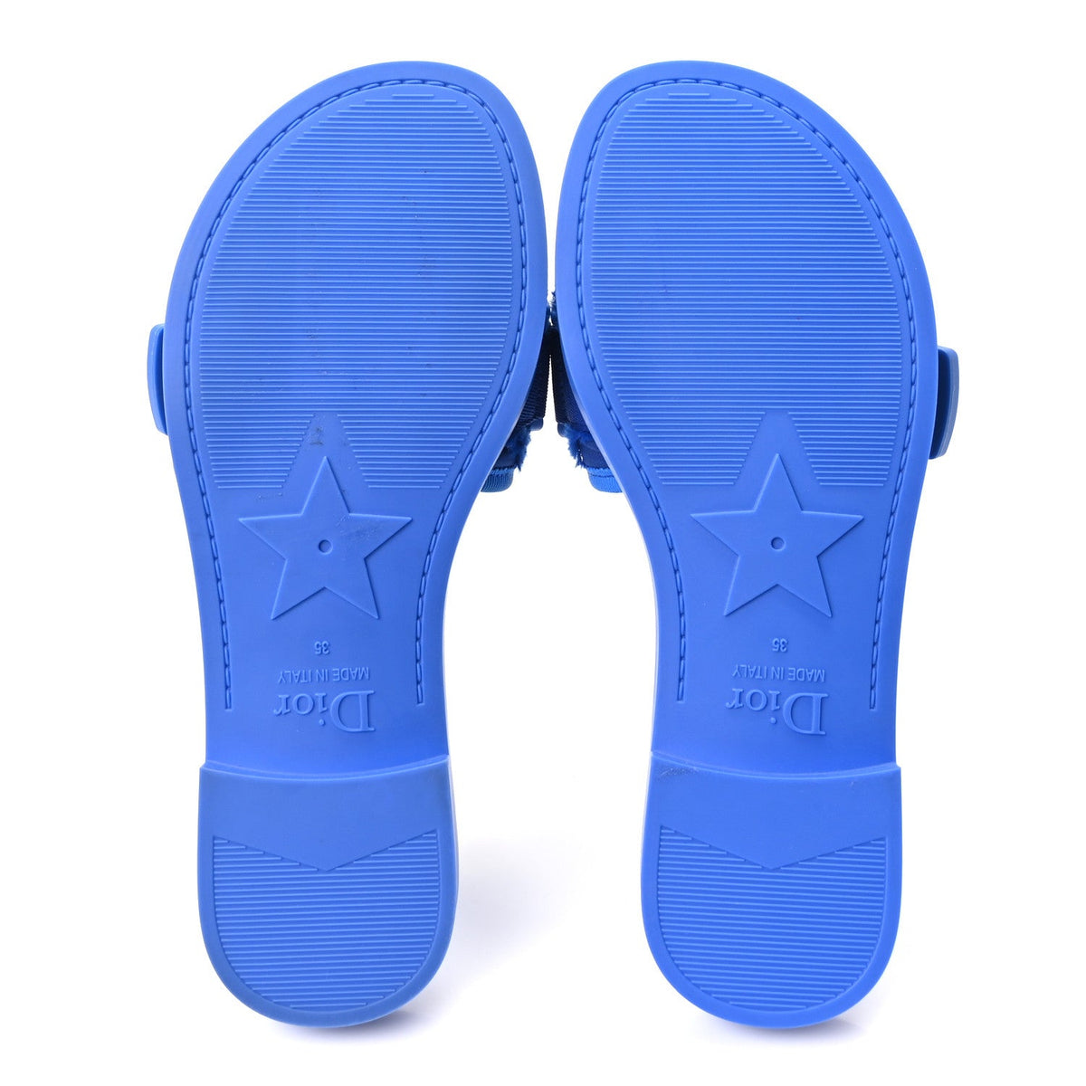 Christian Dior Technical Stretch Fabric Women's Dio(r)evolution Slide Sandals 35 Blue Fluo