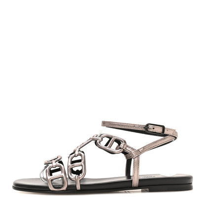 Hermès Metallic Nappa Women's Naos Sandals 38 Champagne