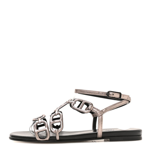 Hermès Metallic Nappa Women's Naos Sandals 38 Champagne
