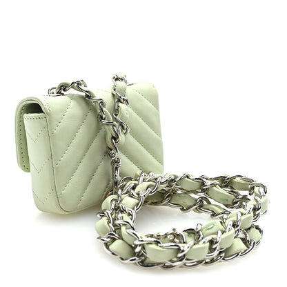 Mini Quilted Sheepskin Belt Bag - Light Green