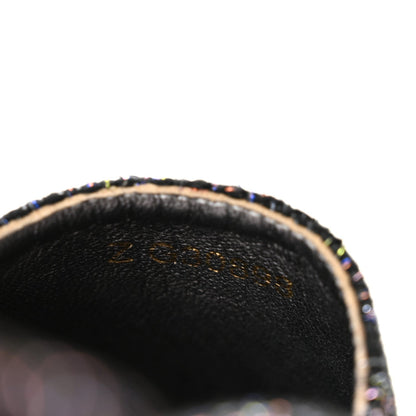 Chanel Tweed Patent Goatskin Women's CC Espadrilles 39 Black Pink Yellow