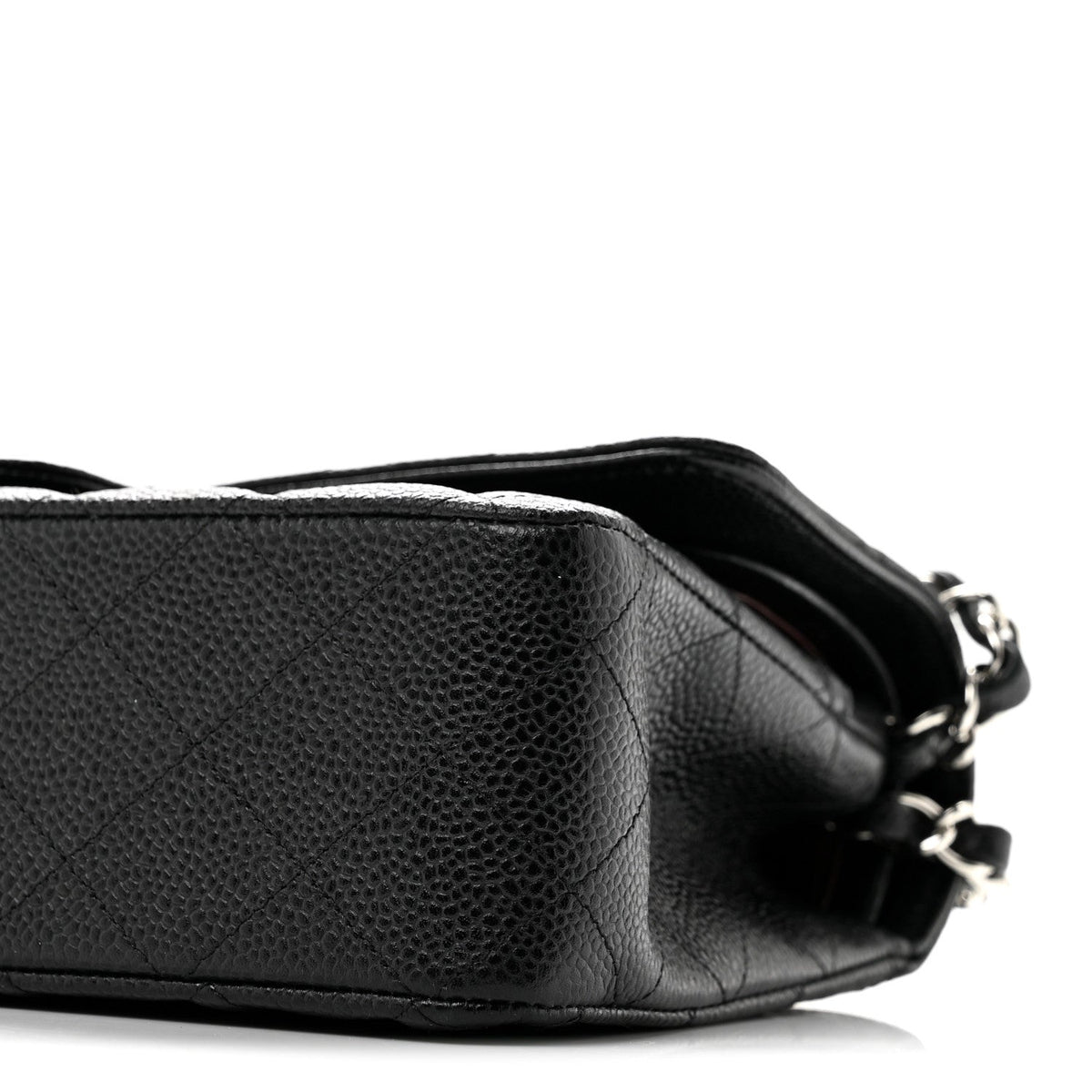 Medium Quilted Caviar Flap Shoulder Bag - Black