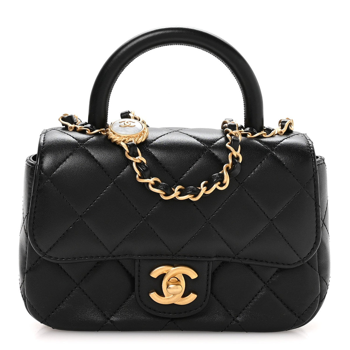 Mini Quilted Lambskin Flap Shoulder Bag - Black