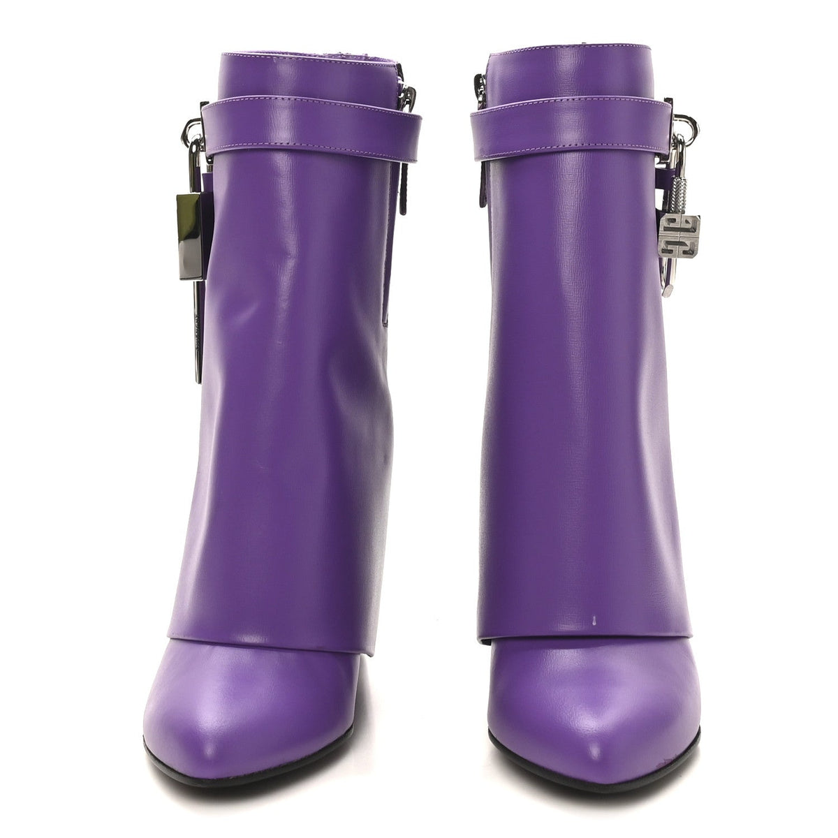Givenchy Calfskin Women's Shark Lock Ankle Boots 35 Ultraviolet