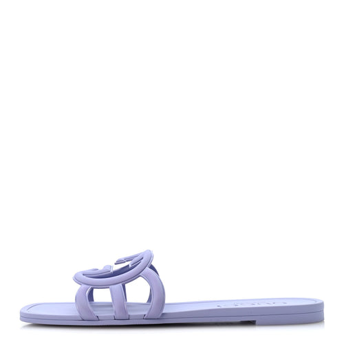 Gucci Rubber Women's Interlocking G Slide Sandals 40 Roger Glicine