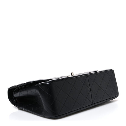 Quilted Caviar Flap Shoulder Bag - Black