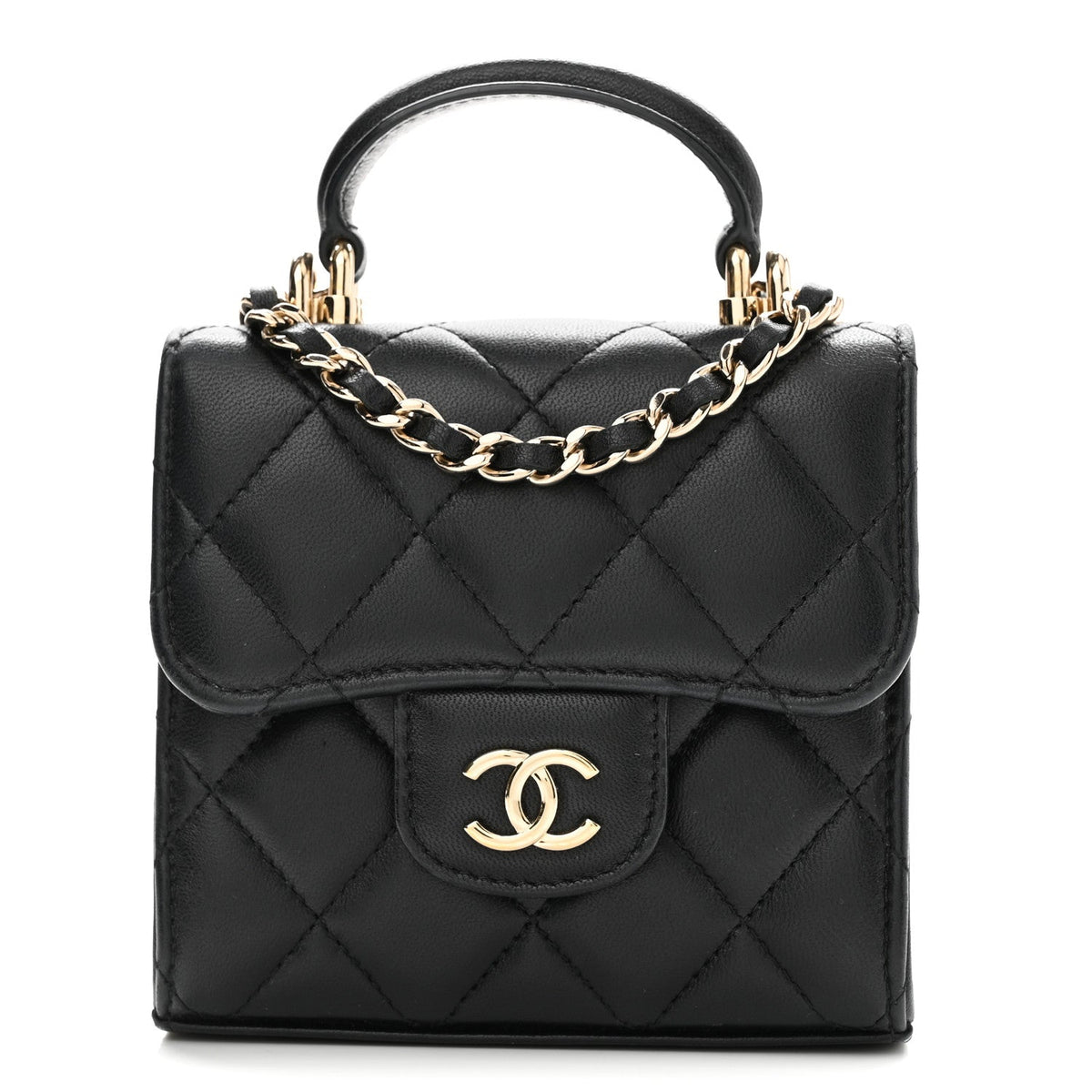 Quilted Lambskin Clutch Bag - Black
