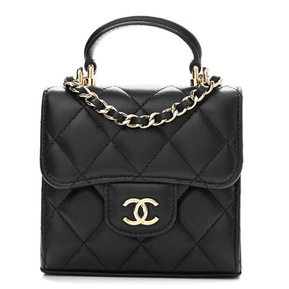 Quilted Lambskin Clutch Bag - Black