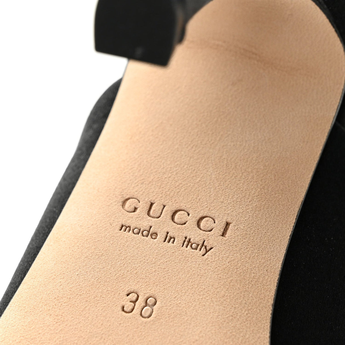 Gucci Satin Silk Women's Logo Sandal Pumps 38 Black