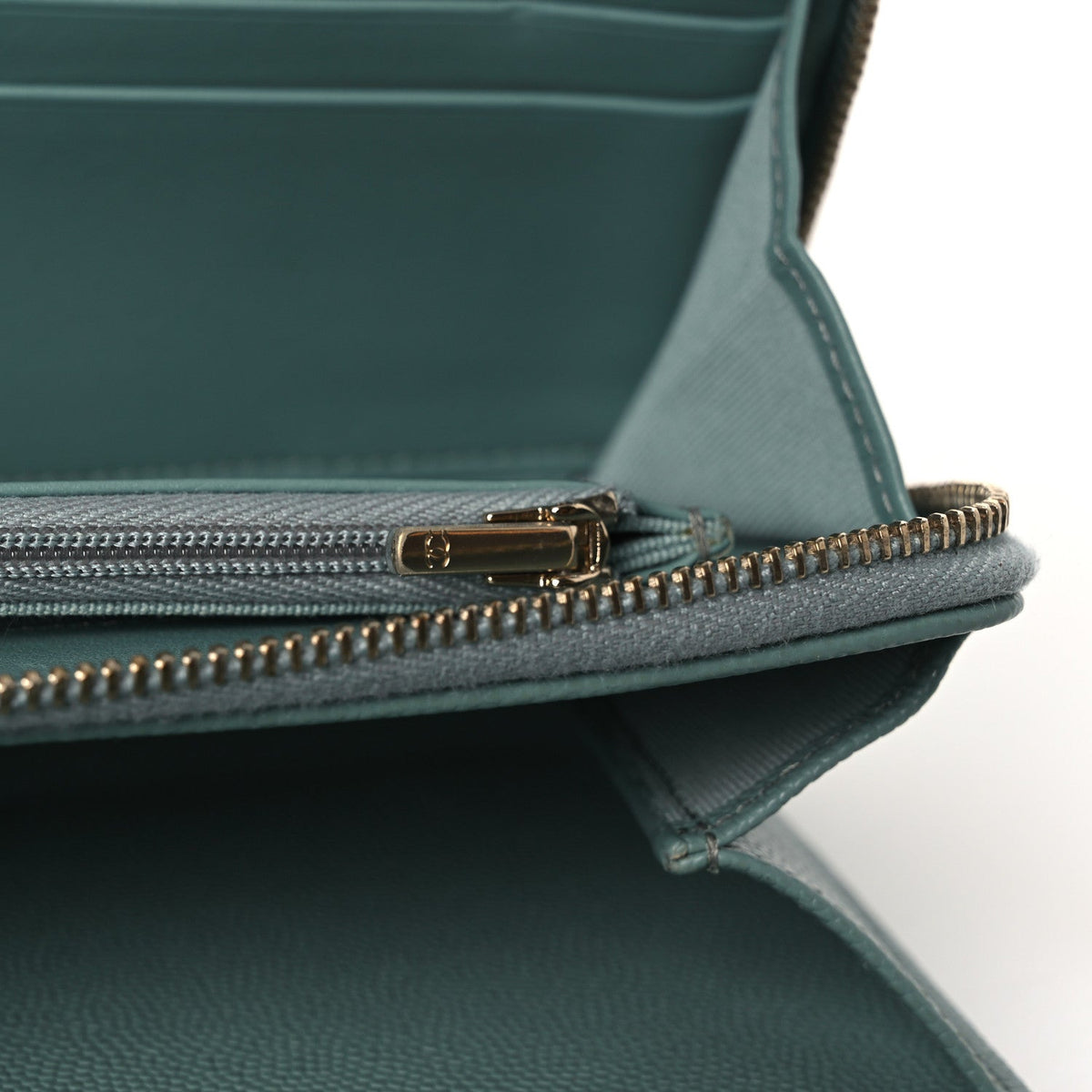Quilted Caviar Wallet Bag - Light Blue