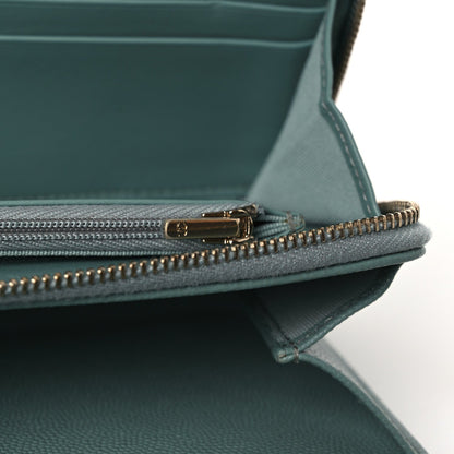Quilted Caviar Wallet Bag - Light Blue