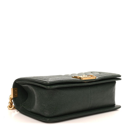 Medium Quilted Caviar Flap Shoulder Bag - Green
