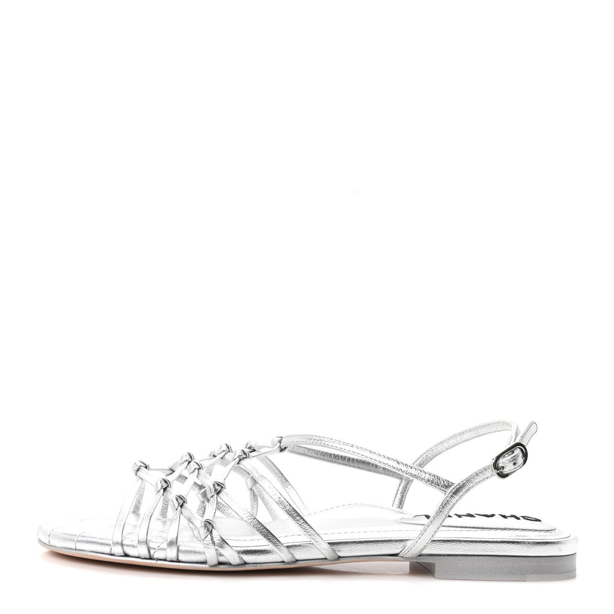 Laminated Lambskin CC Sandals Silver