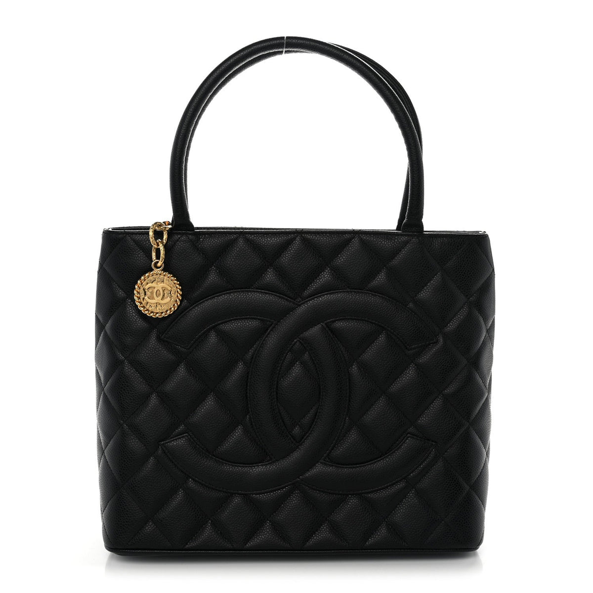 Quilted Caviar Tote Bag - Black