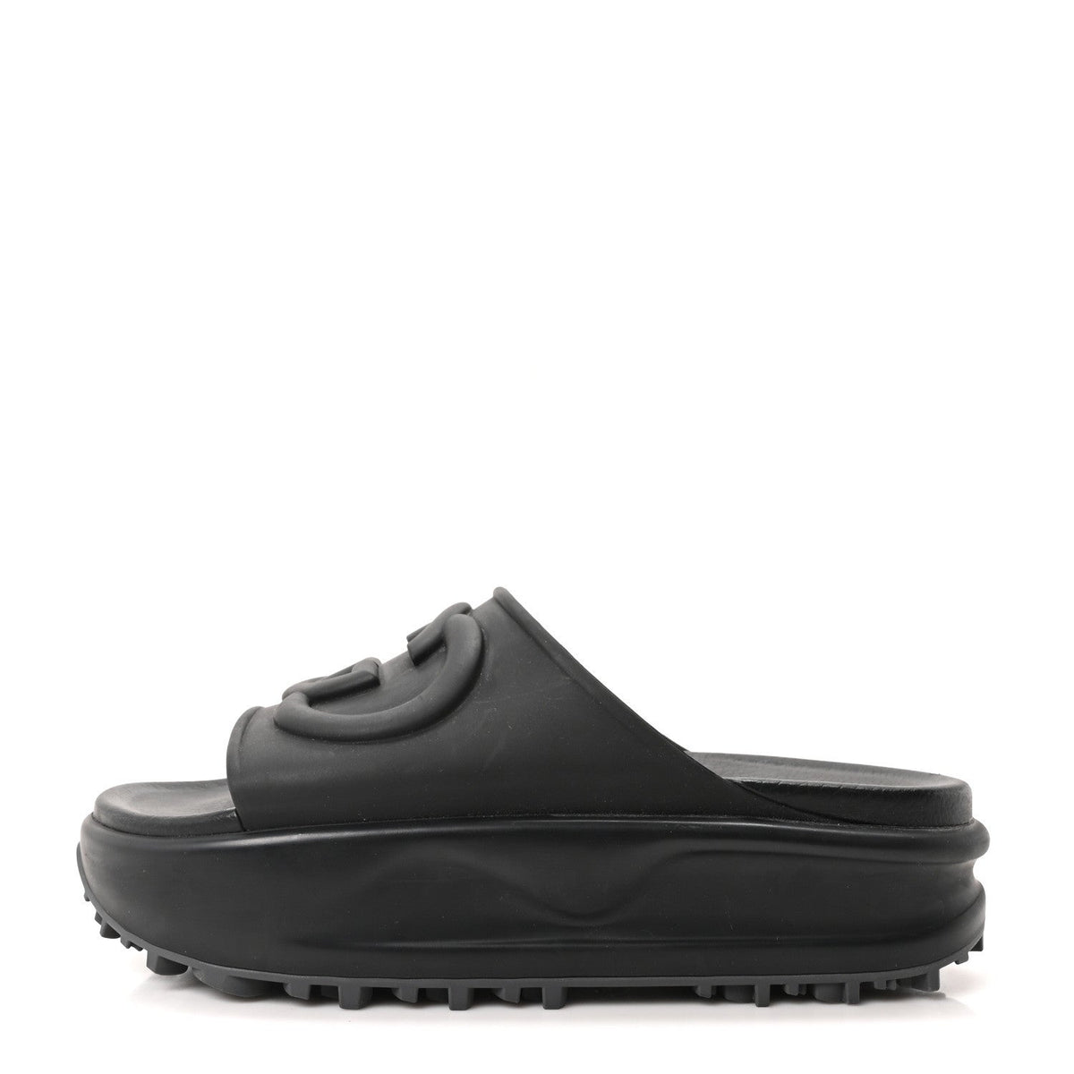 Soft Rubber Interlocking G Platform 42Mm Slide Sandals Black