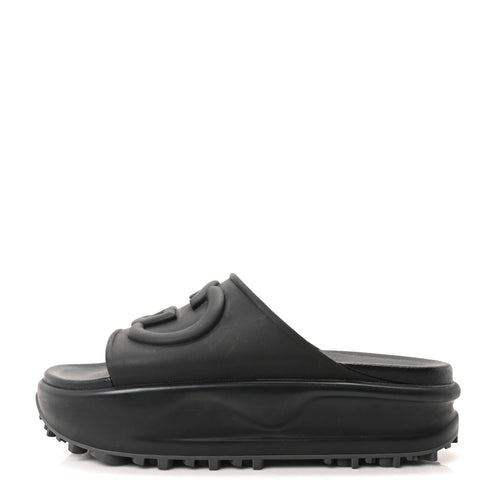 Soft Rubber Interlocking G Platform 42Mm Slide Sandals Black
