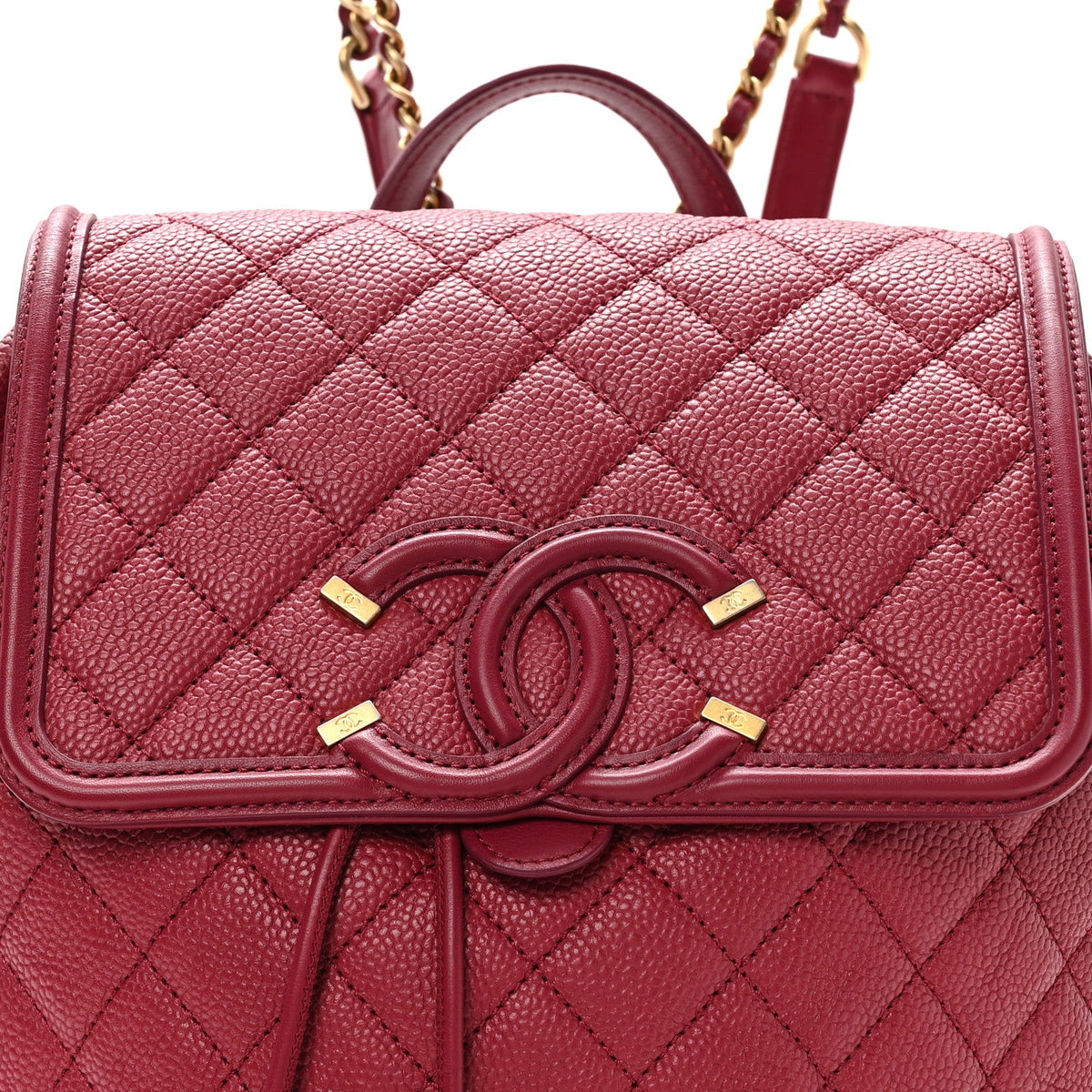 Quilted Caviar Backpack - Pink