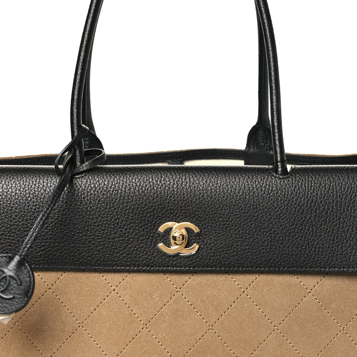 Calfskin Suede Handbag - Beige