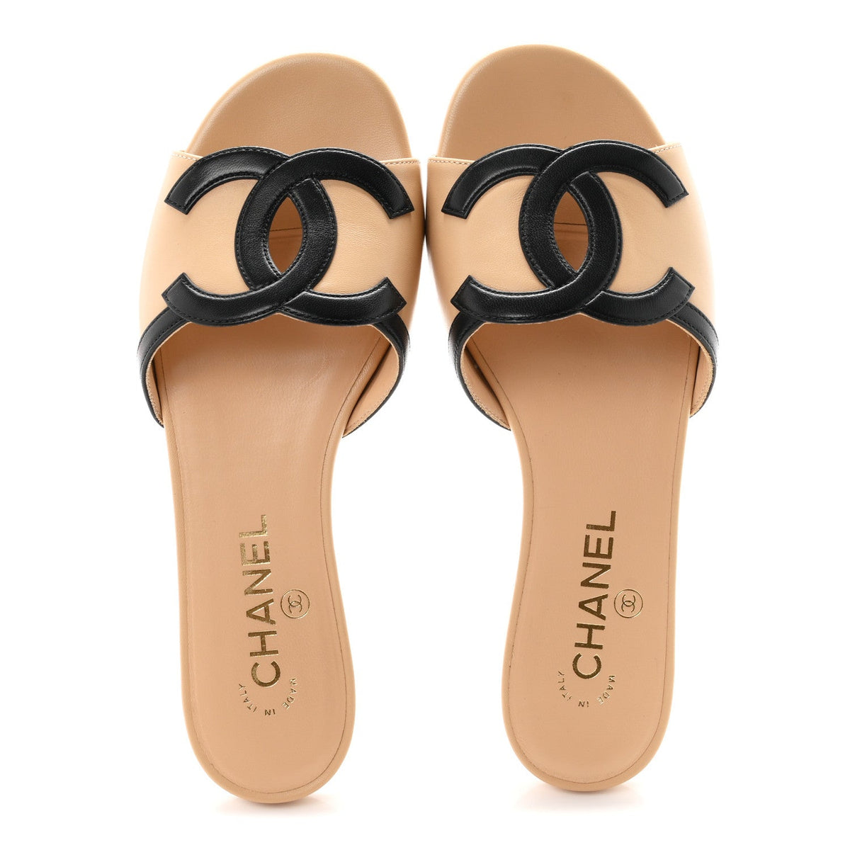 Chanel Lambskin CC Cutout Sandal Women's Mules