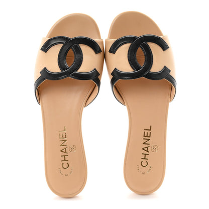 Chanel Lambskin CC Cutout Sandal Women's Mules
