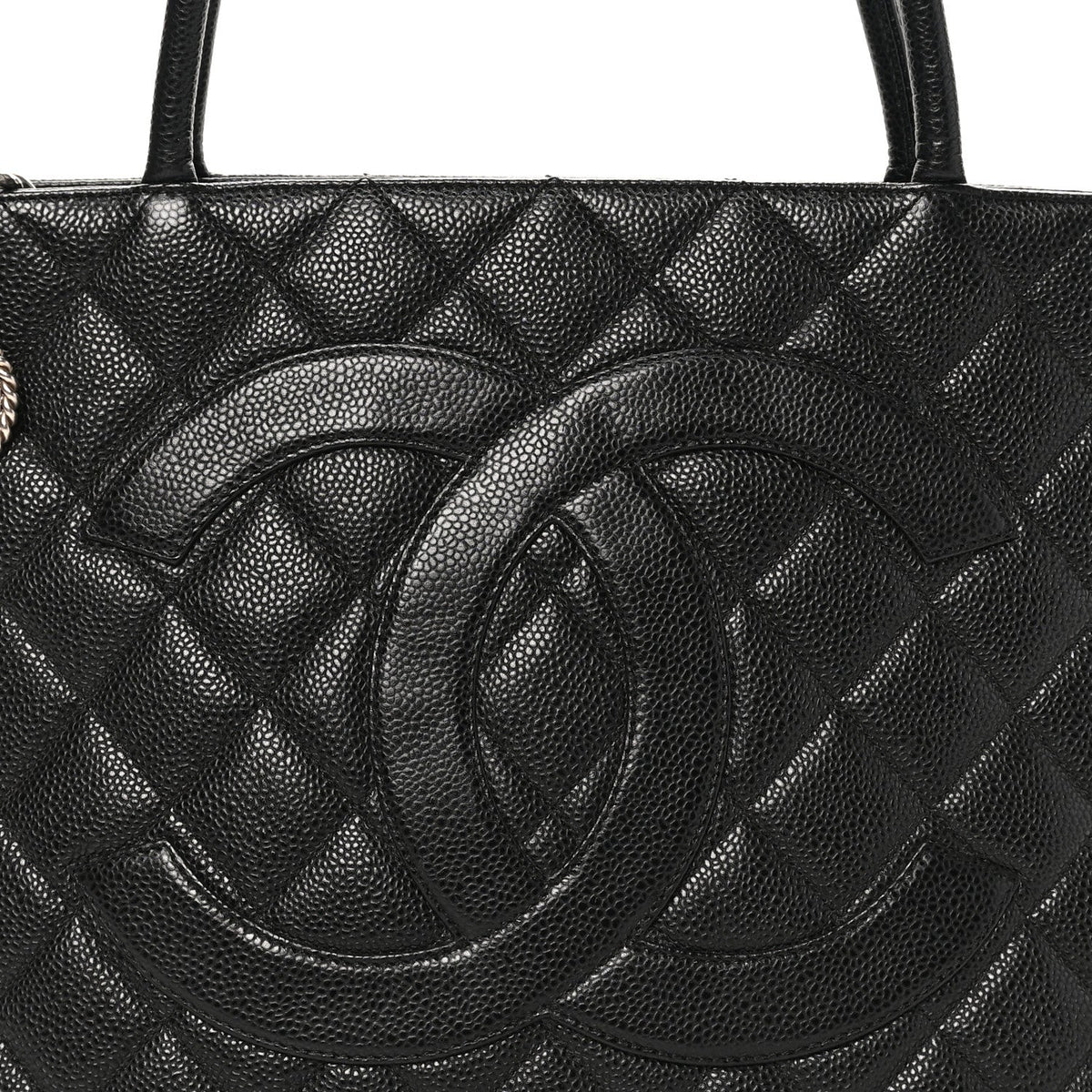 Quilted Caviar Tote Bag - Black