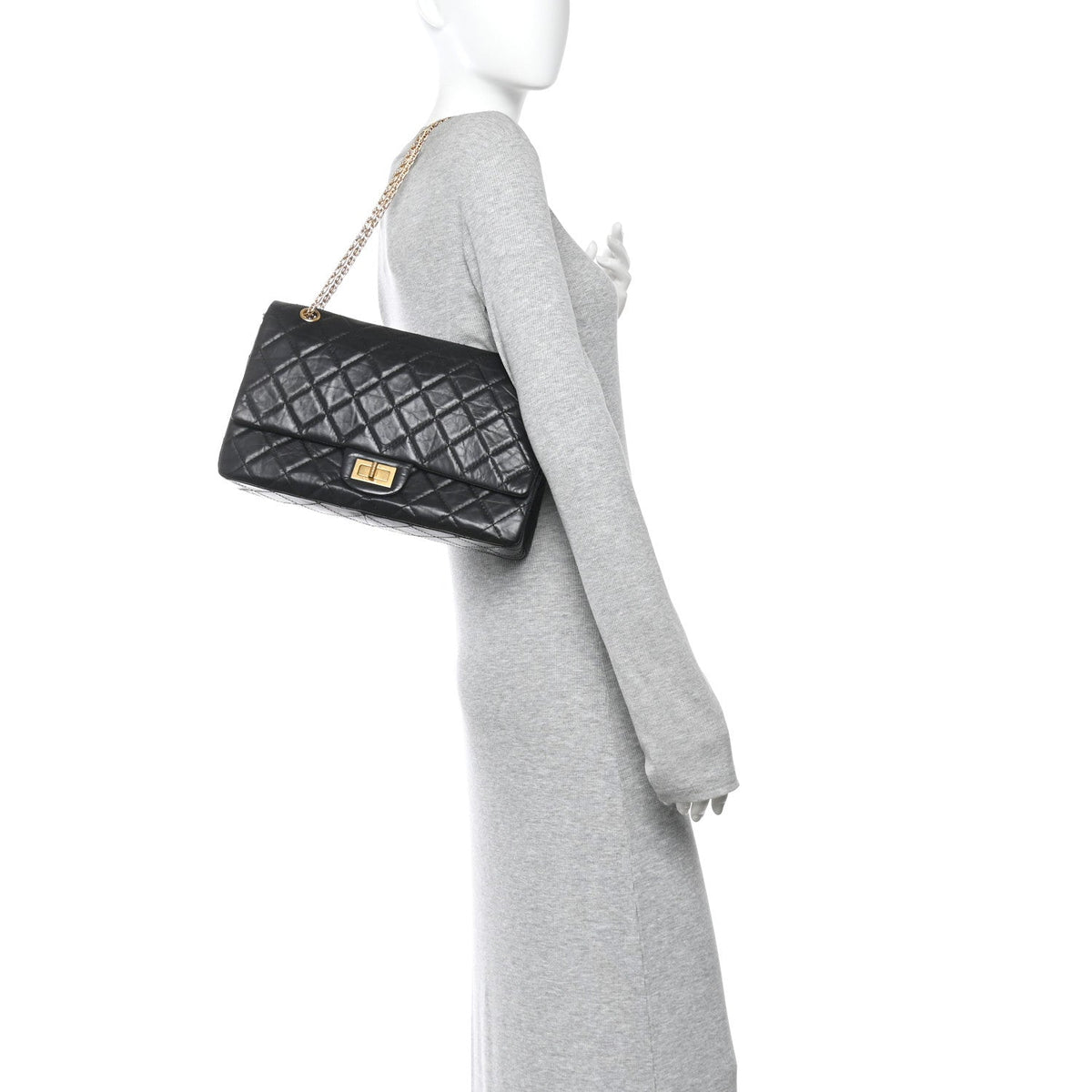 Quilted Calfskin Flap Shoulder Bag - Black