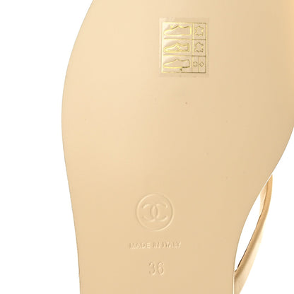 Chanel Goatskin CC Times Square Women's Thong Sandals Beige