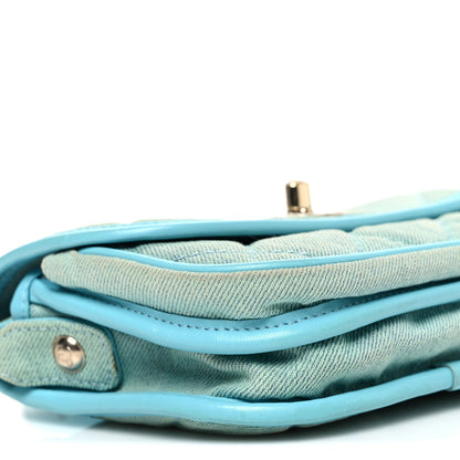 Small Quilted Flap Shoulder Bag - Blue
