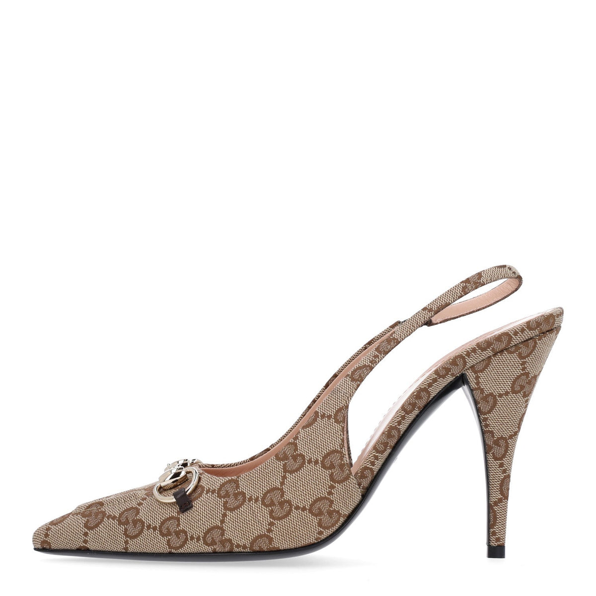 Monogram Horsebit Slingback Pumps Beige Ebony Cocoa