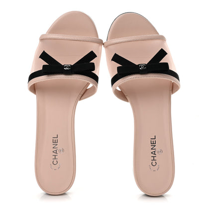 Chanel Mesh Lambskin CC Bow Women's Mules