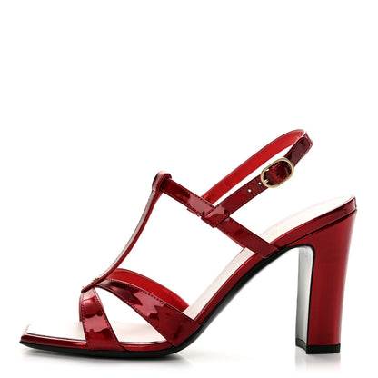 Chanel Laminated Calfskin CC Block Heel Women's Sandals