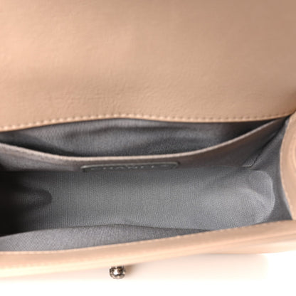 Small Calfskin Flap Shoulder Bag - Beige