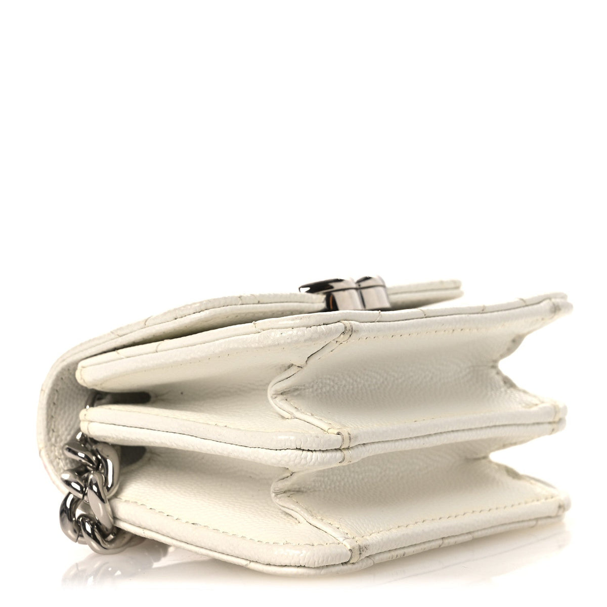 Quilted Caviar Clutch Bag - White