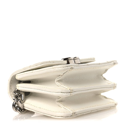 Quilted Caviar Clutch Bag - White