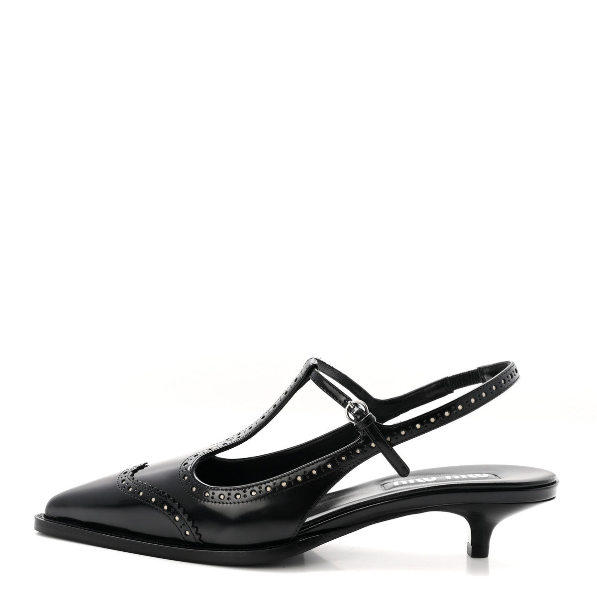 Miu Miucalfskin Brogue Slingback Pumps Black