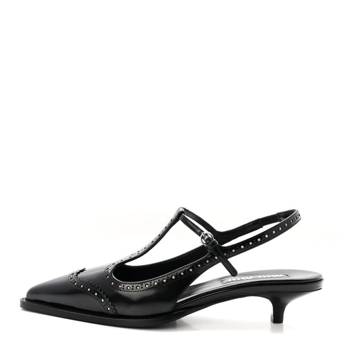 Miu Miucalfskin Brogue Slingback Pumps Black