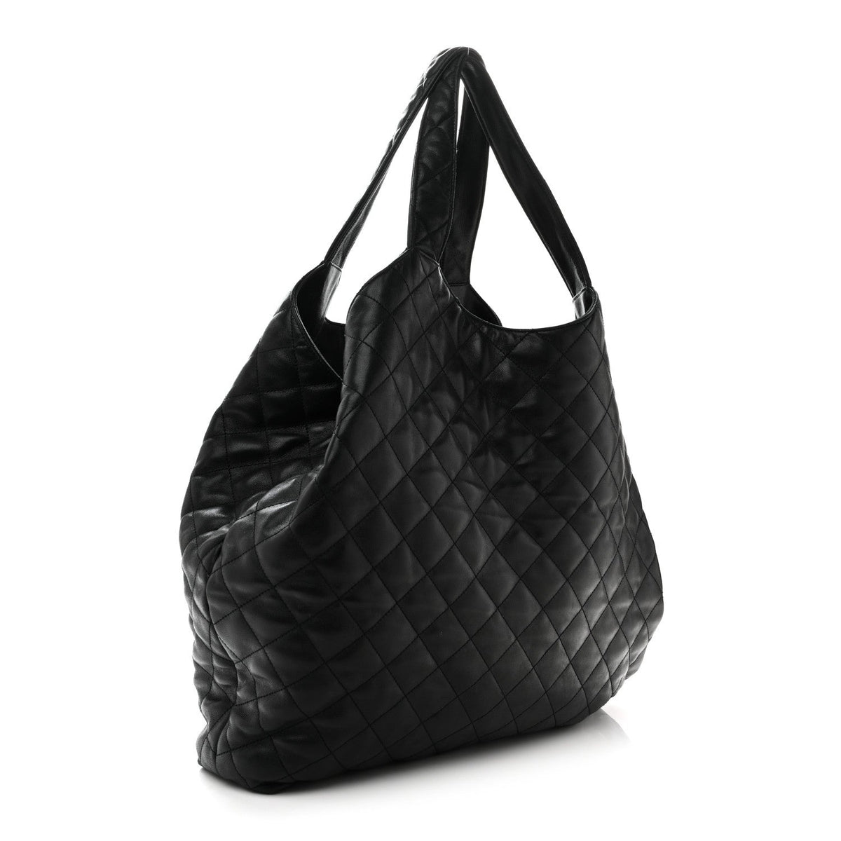 Maxi Quilted Lambskin Tote Bag - Black