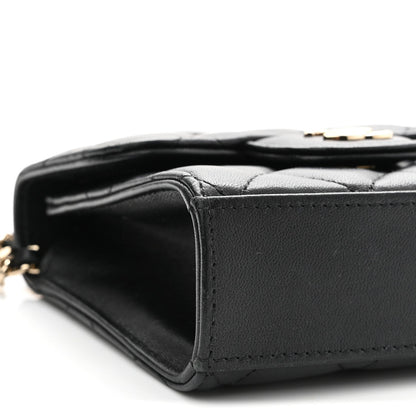 Quilted Lambskin Clutch Bag - Black