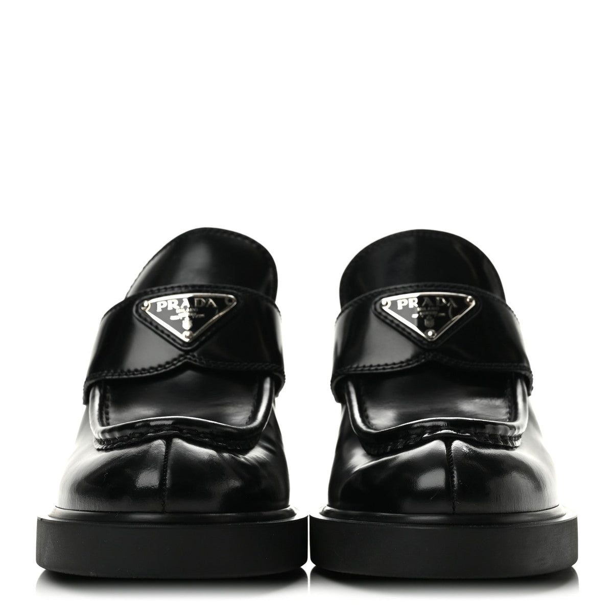 Prada Spazzolato Women's Platform Loafer Mules 38.5 Black