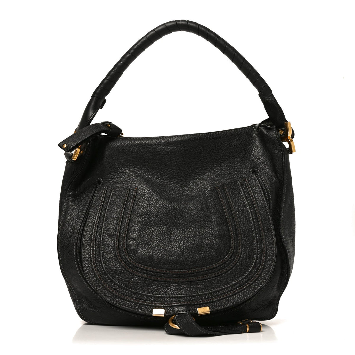 Medium Calfskin Hobo Bag - Black