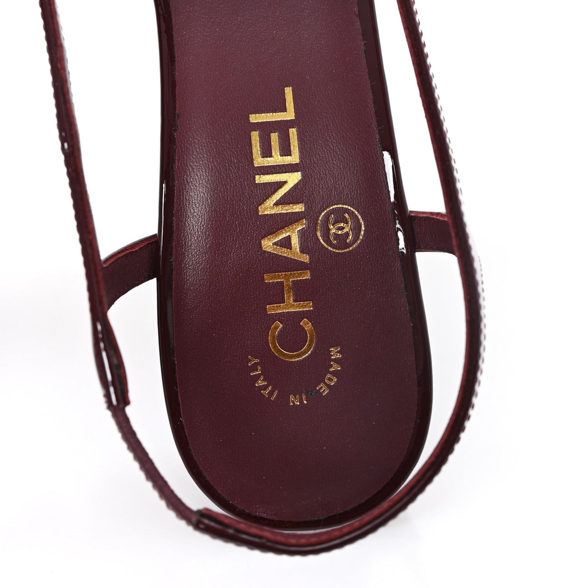 Chanel Patent Calfskin CC Cutout Women's Pumps 40 Dark Burgundy