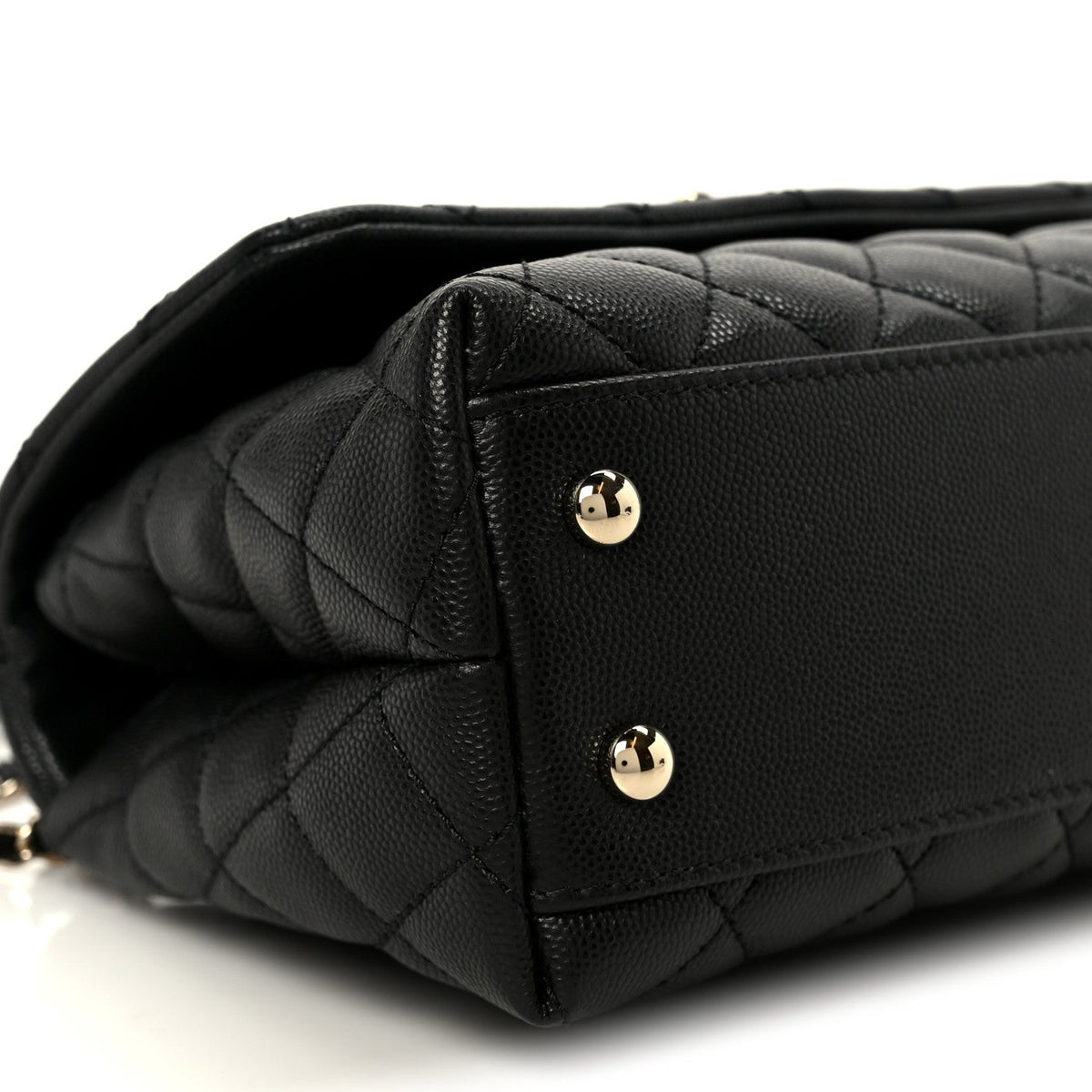 Mini Quilted Caviar Flap Shoulder Bag - Black