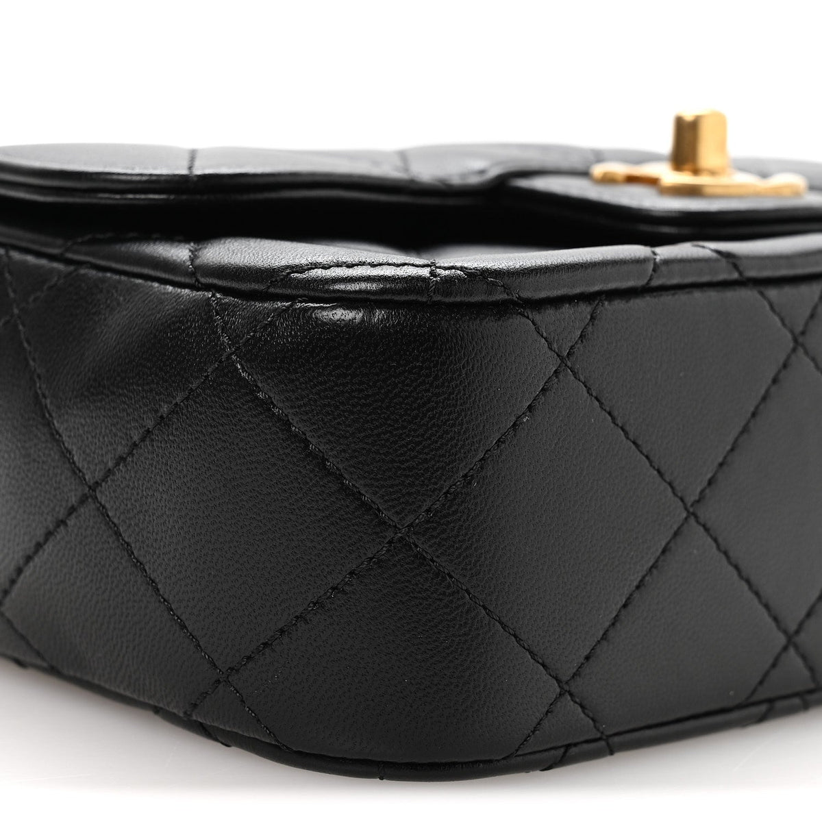 Mini Quilted Lambskin Flap Shoulder Bag - Black
