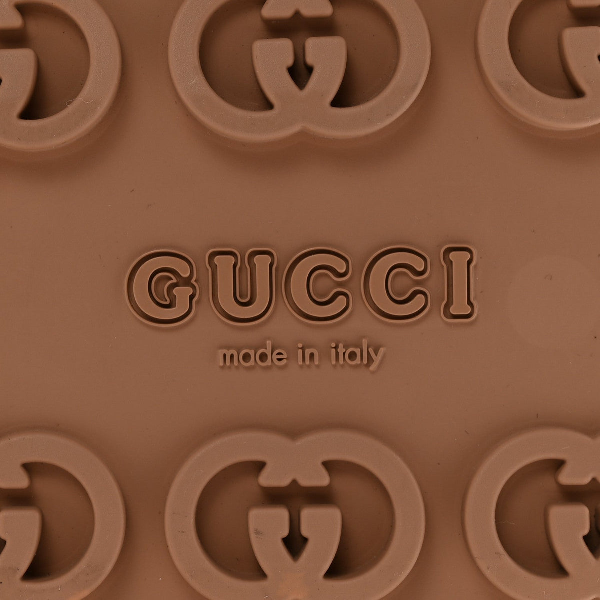Gucci Rubber Men's Interlocking G Platform Slide Sandals 9 Vintage Camel