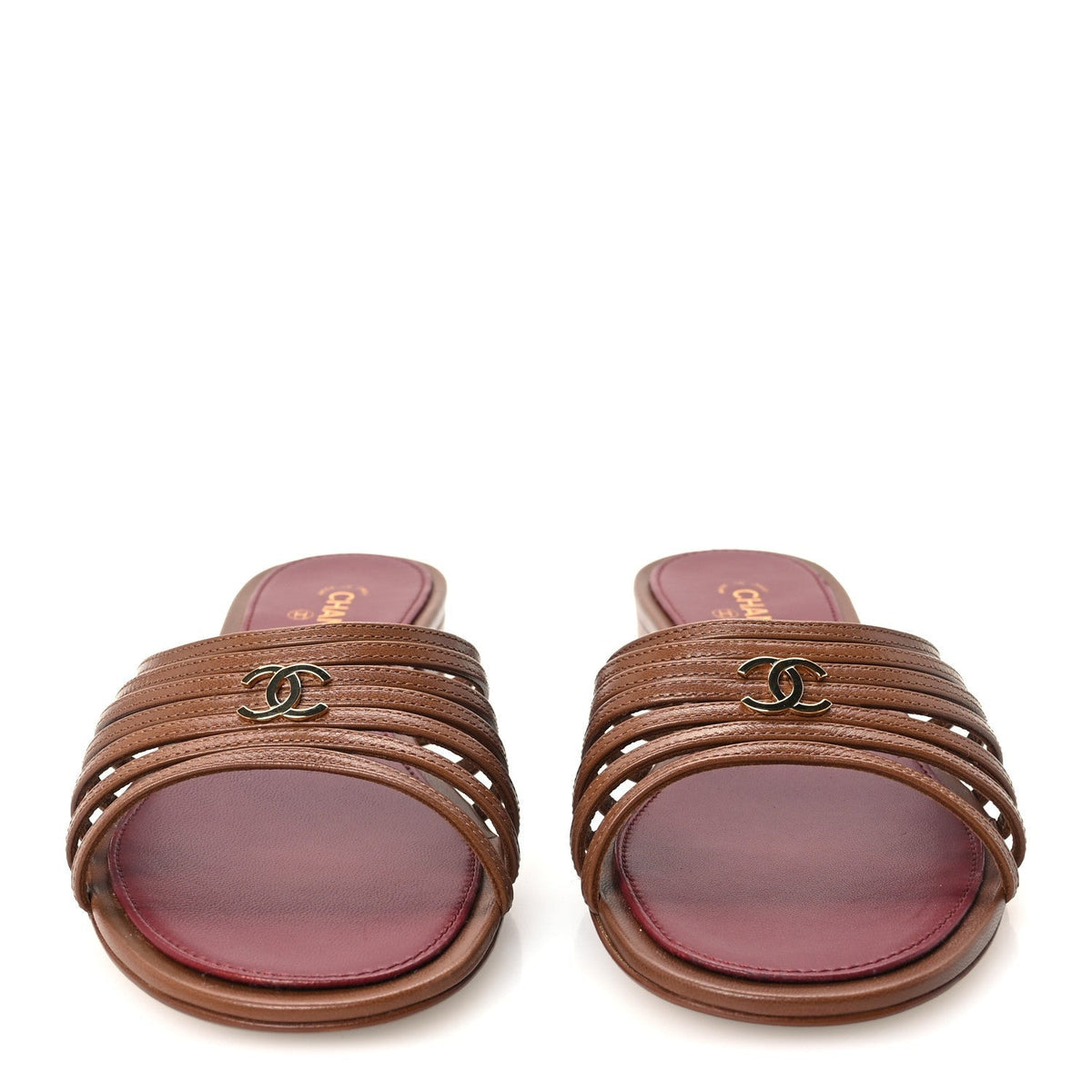 Chanel Goatskin Caged CC Women's Slide Sandals