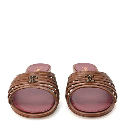 Chanel Goatskin Caged CC Women's Slide Sandals