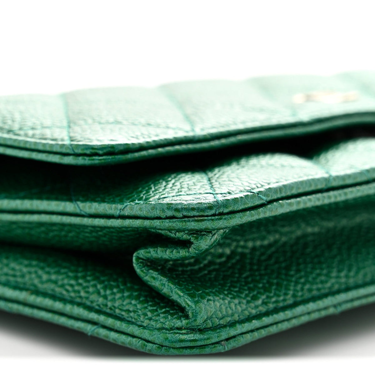 Quilted Caviar Wallet Bag - Green